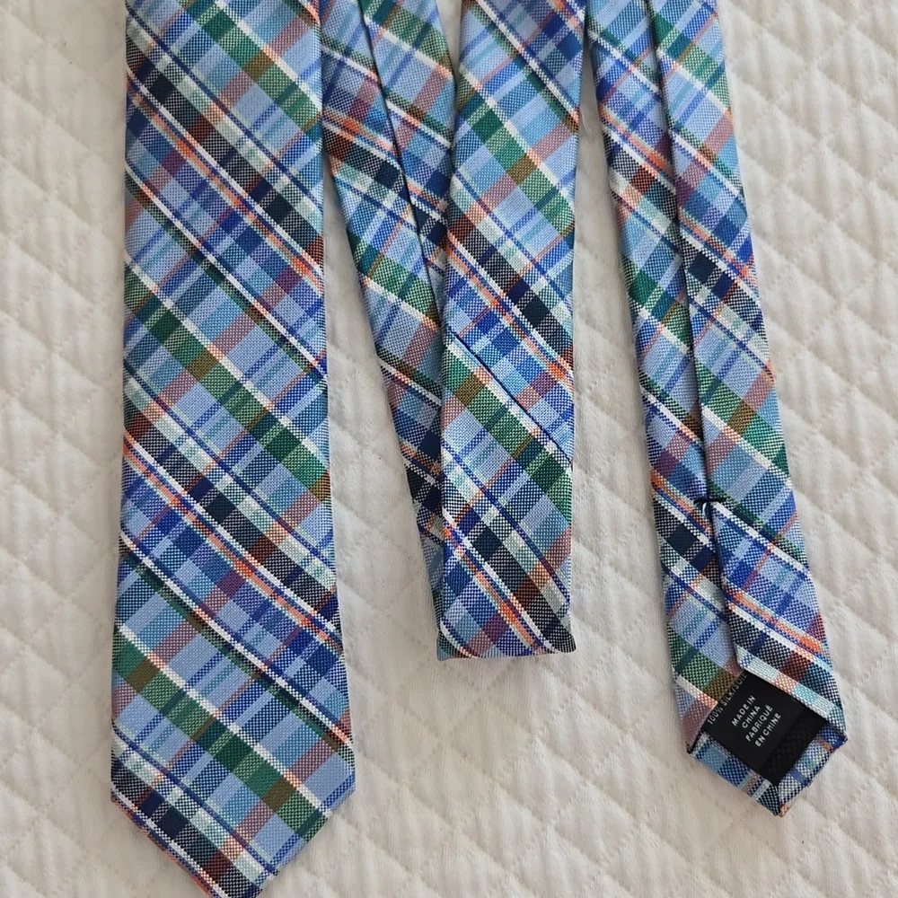 Nordstrom Boys Plaid Tie - Blue and Green